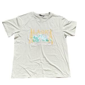 SHEIN Women Size Medium Pastel Green Alaska Graphic Print Oversized Tee T-Shirt